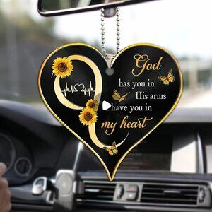 "Elevate Your Ride: Creative Cross Heart Shaped Car Rearview Mirror Pendant" 🚗✨